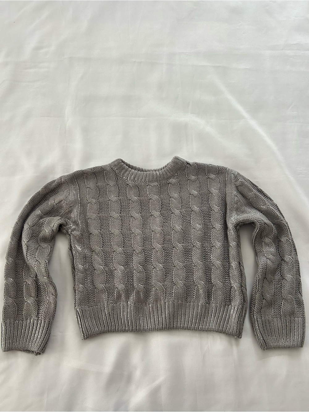 Girls size 8 Jessica Simpson Gray cable knit crewneck sweater